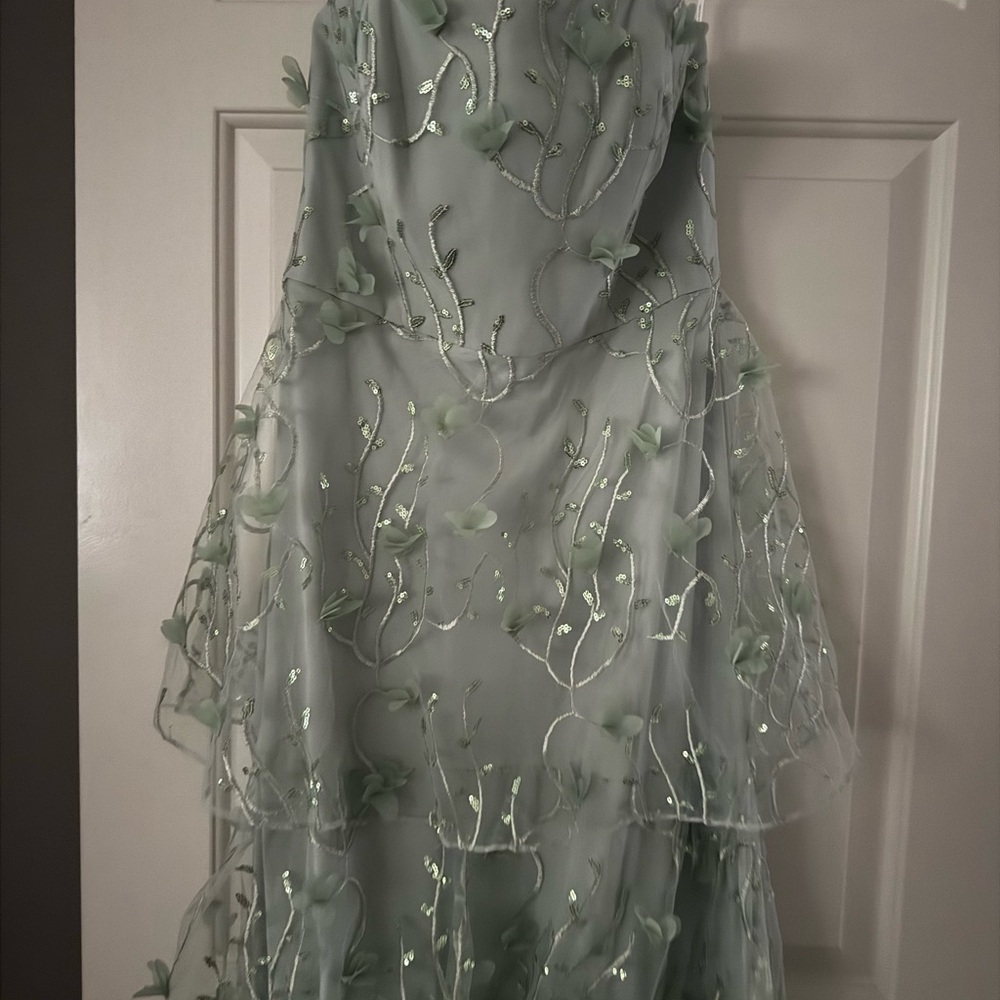 Dessy Collection Celadon Gown - Picture 2 of 9